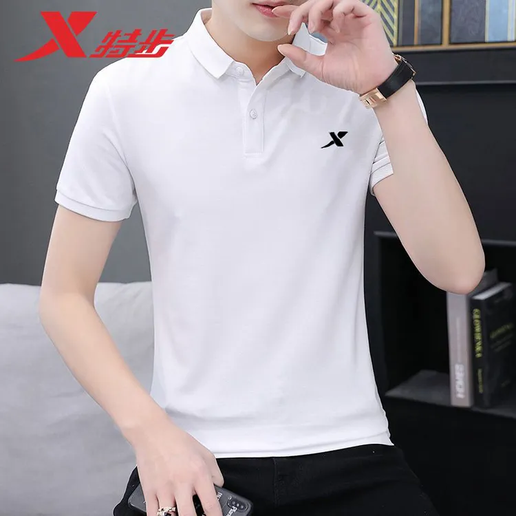 特步短袖男士polo衫夏季翻领冰丝速干透气T恤官方正品商务保罗衫