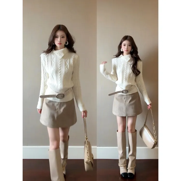 MARIE.COCO韩系巨好看纯欲风软糯针织衫毛衣高级感半身裙气质套装