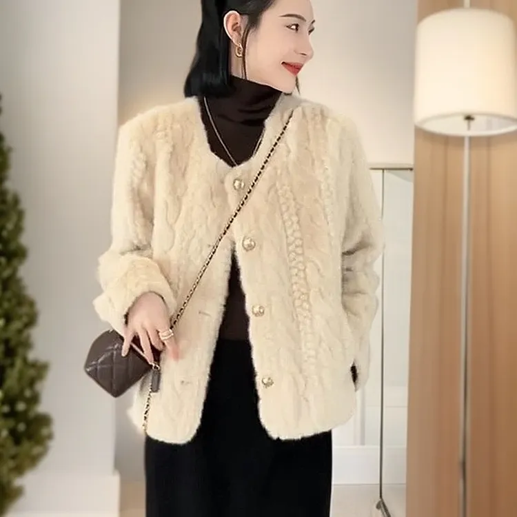 小香风短款百搭网红轻奢上衣女外套显瘦气质时尚加厚外套毛毛