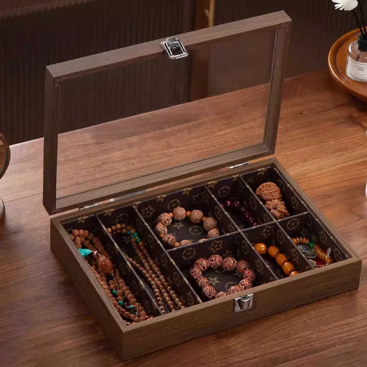 文玩收纳盒手串串珠专用手表水晶高端展示箱存放核桃串串手饰盒子
