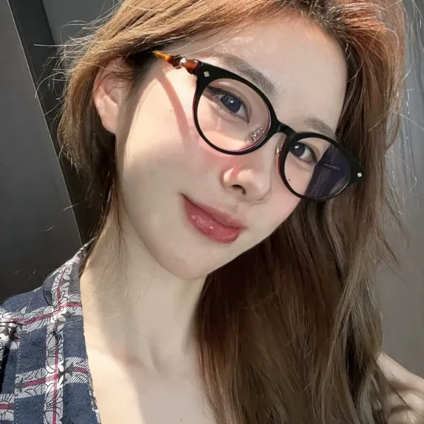 中古风板材书呆子眼镜架女可配近视度数土星蝴蝶结素颜椭圆框眼镜
