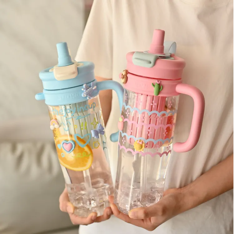 2025超大容量水杯便携高颜值冰霸杯带吸管耐高温塑料杯子新款夏天