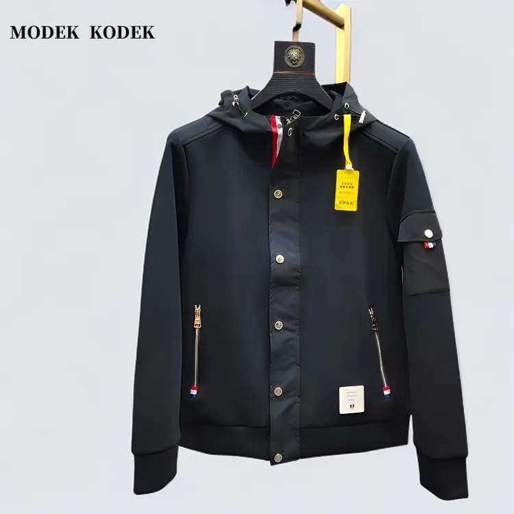 MODEK KODEK高品质潮牌男休闲连帽外套春秋新款简约百搭拼接夹克