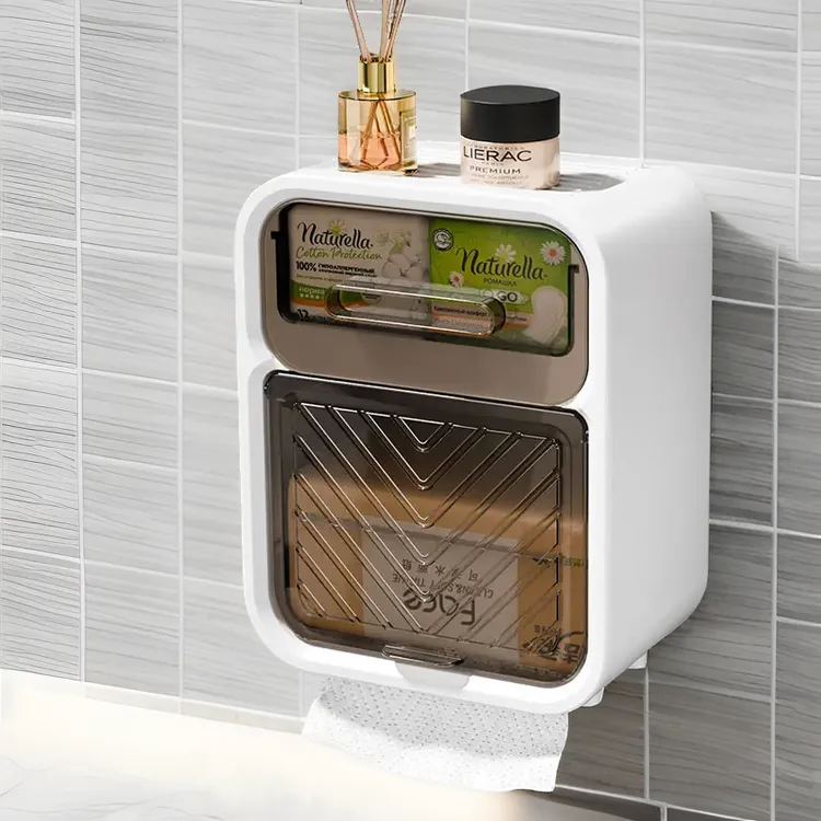 卫生间厕纸盒壁挂式抽纸盒纸巾盒免打孔卷纸多功能防水便宜新款