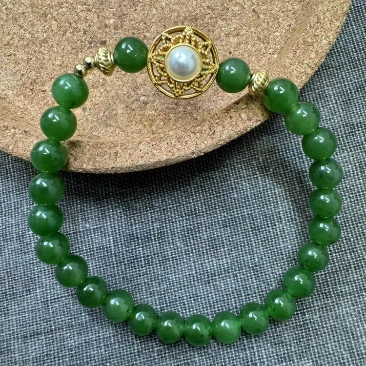 和田玉碧玉单圈设计款6mm手串 pjy-ys-109