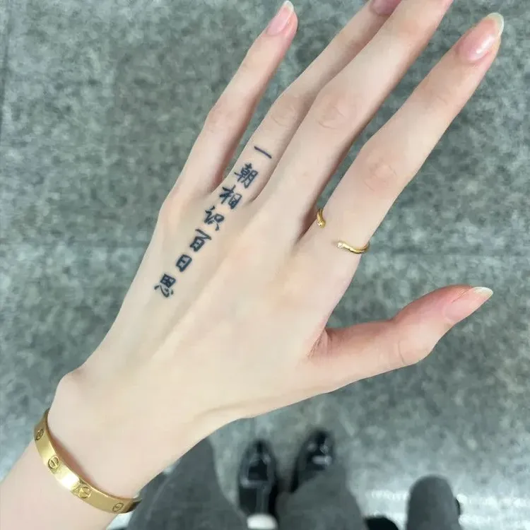 爆款汉字 草本果汁纹身贴帅气男女防水高颜值半永久持久性感手部