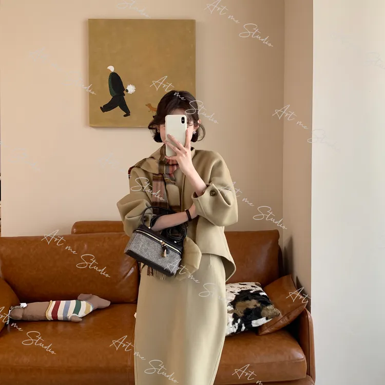 【ART ME】100绵羊毛美拉德哑光肌理通勤感两色上衣短裙半裙w24576