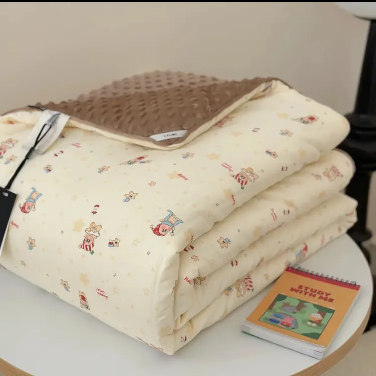 2025秋冬新品全棉纯棉双层纱豆豆春秋被可机洗四季被双人加厚冬被