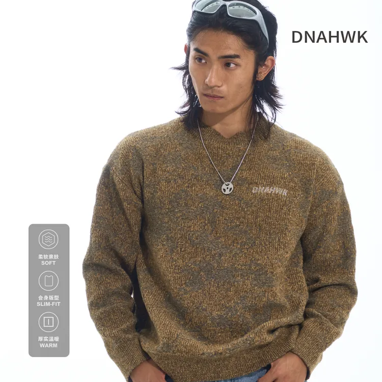 DNAHWK新款秋冬慵懒厚款潮牌针织毛衣套头上衣
