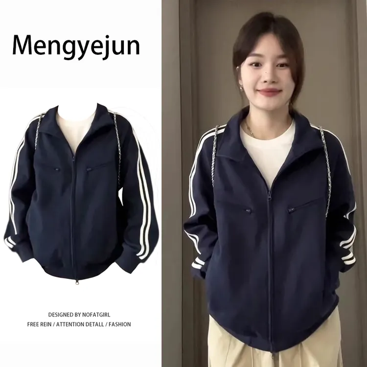 美式复古双杠卫衣女春秋季2025新款秋冬季加绒加厚韩系外套棒球服