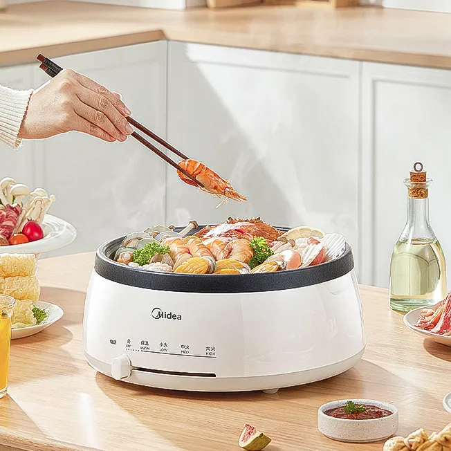 Midea/美的电火锅烤肉锅电烤盘多功能电热锅火锅4L 家用一体锅