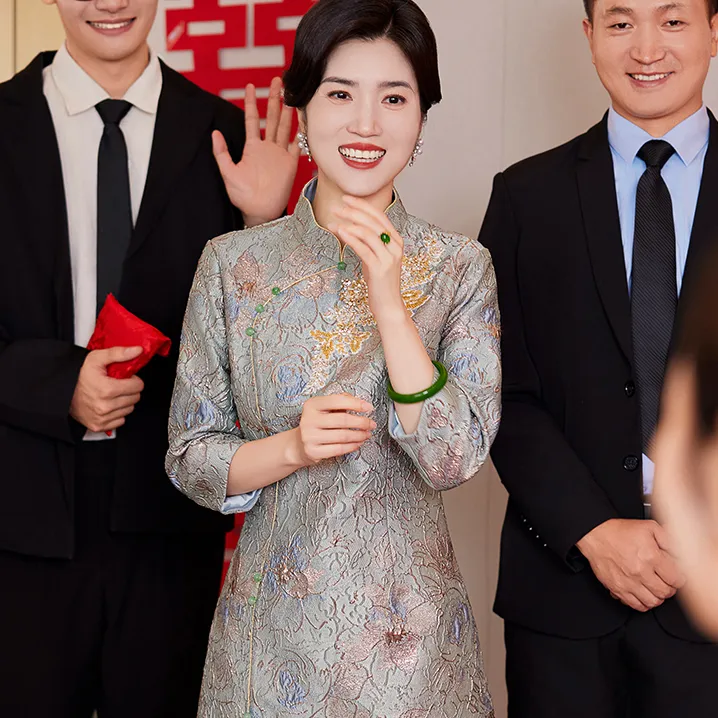 2025新款中式礼服丈母娘婚宴旗袍高档喜婆婆喜妈妈敬酒礼服1082