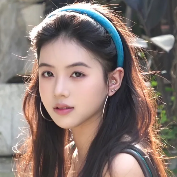 韩系简约蓝色发箍女外出百搭洗脸压发头箍发捆2025新款高颅顶发饰