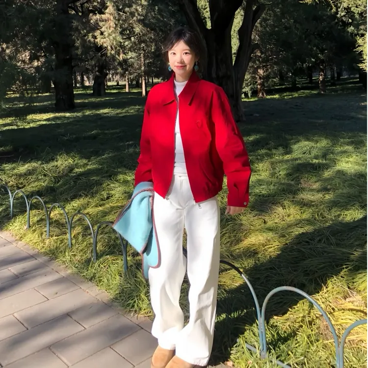 女欧美风秋冬时尚百搭休闲网红短外套宽松气质穿搭刺绣哈林顿夹克