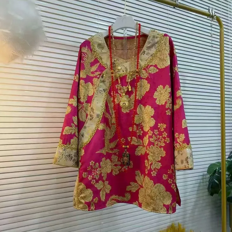 清苍价～深圳8655新中式国风太太服凤舞花裳贡缎提花雍容华贵上衣