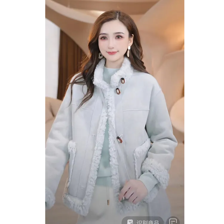 COCO BECCI【小暖炉】香风羊羔绒带手套高级感气质外套CFLJC300111