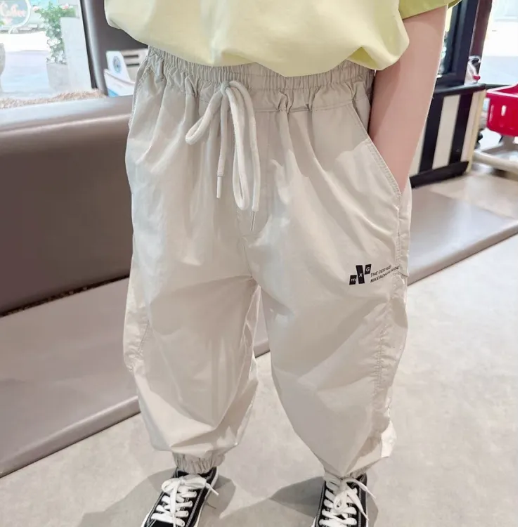 面料好~巨舒适男童夏季薄款透气休闲长裤2025新款儿童收脚防蚊裤