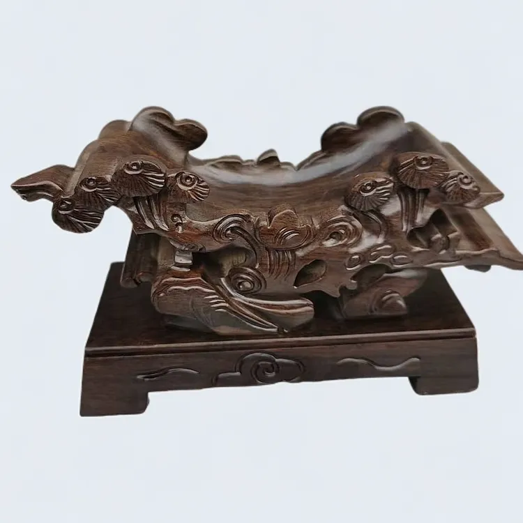 非洲黑檀木通用奇石底座山水型的大号，长23面上尺寸18×7高度13