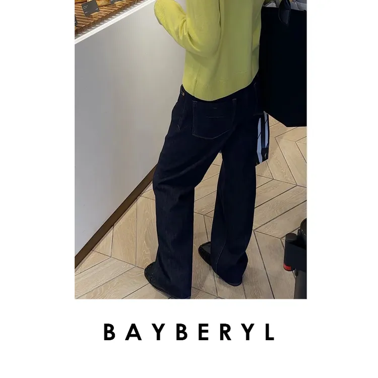 BAYBERYL老贝加绒原牛*深蓝直筒百搭秋冬长牛仔裤NZK5I2205-11/1