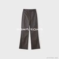 溶溶【酷飒恣意】RONGRONG 高腰高弹修腿极简休闲风微喇皮裤08117