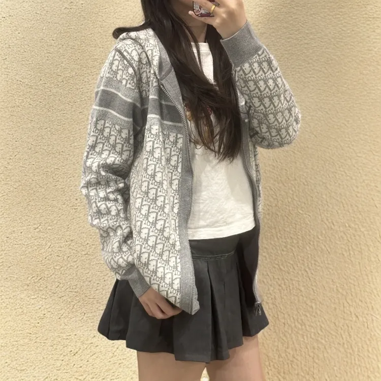 琳秀中厚款外套拉链秋冬印花女款长袖情侣链条连帽慵懒双面穿时尚