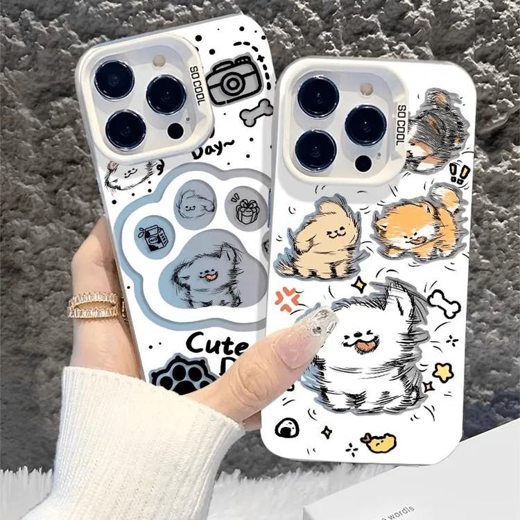 甩头小狗苹果15华为一加小米OPPO荣耀vivo手机防摔壳磨砂元气壳