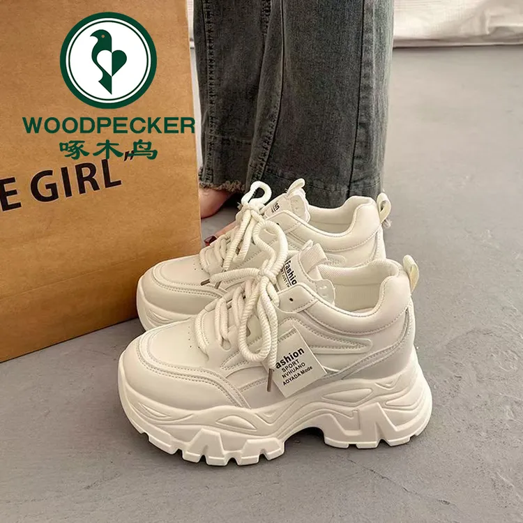 啄木鸟爆款厚底老爹鞋女士2025秋季新款小个子增高学生休闲运动鞋