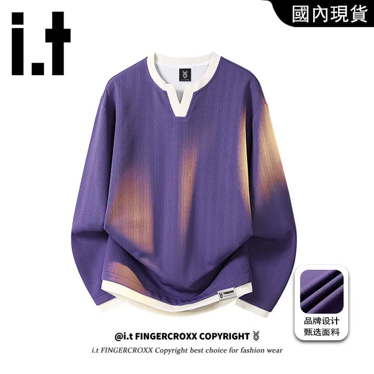 i.t FINGERCROXX潮牌美式卫衣男秋季潮流百搭v领宽松时尚大码长袖