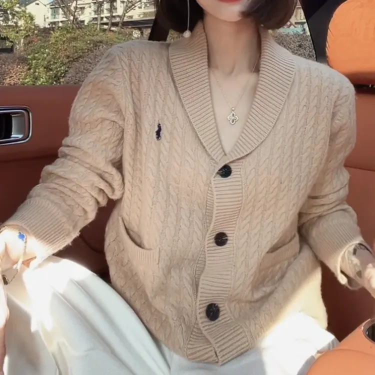 冬季新款时尚百搭韩版气质麻花针织开衫女秋冬毛衣LK2508992