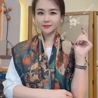 【新粉福利】美院风双面90*90方巾气质百搭时尚丝巾--红柿绮梦