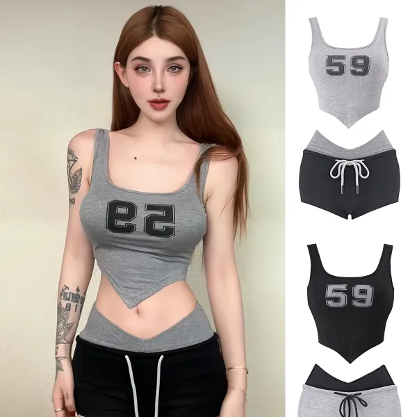 龙牙童推荐【清凉运动】辣妹套装无袖两件套显瘦短款性感夏季露脐