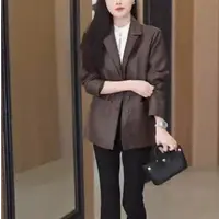中年妈妈秋装高品质西装领皮夹克显瘦遮肉气质减龄皮外套休闲百搭