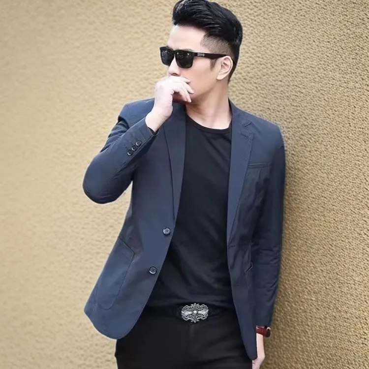 VALVOELITE男士西服外套宽松春秋商务休闲小西装修身显瘦百搭单西