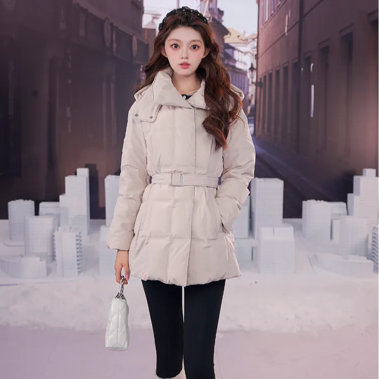波司登2025新款门店高端品质鹅绒连帽商务收腰女款休闲加厚羽绒服