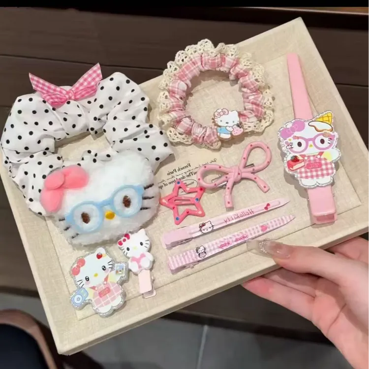 可爱KT粉色系发夹套装合集少女刘海卡通头饰hellokitty发饰爆款