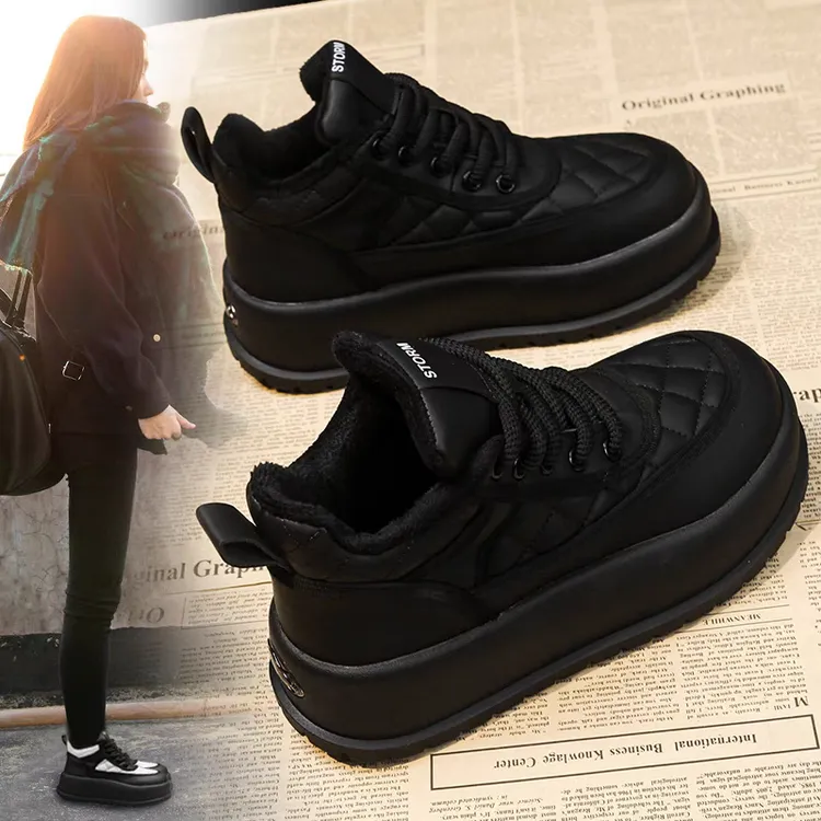 厚底雪地靴女2024新款冬季女鞋子保暖棉鞋加绒加厚防水马丁靴短靴