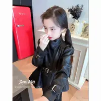 女童皮衣秋装2025新款儿童洋气秋季外套大童休闲夹克上衣黑色潮酷