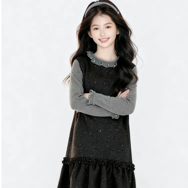 女童连衣裙秋装2025新款儿童毛呢背心裙富家千金感裙子套装秋冬款