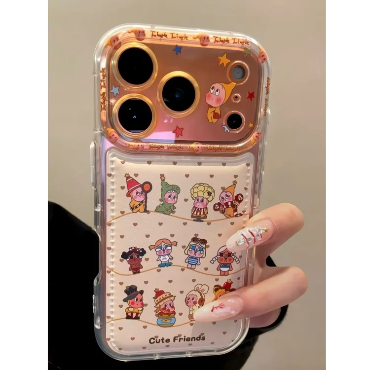 皮质满屏爱心星星人哭娃插画手机壳适用iPhone17promax精孔防摔