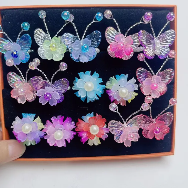 【追艺】50个蝴蝶戒指铃兰花戒指材料包定制手工DIY串珠玩具饰品