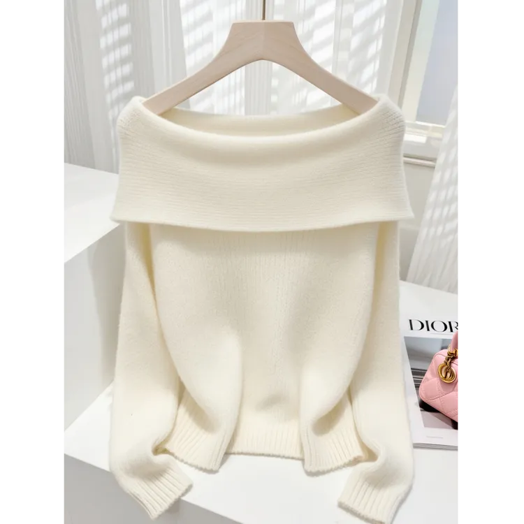 2025秋冬季新款洋气软糯时尚百搭气质显瘦一字肩超好看毛衣针织衫