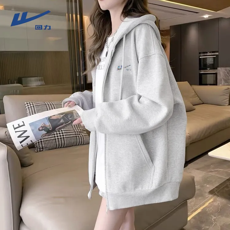 回力灰色外套女款爆款2025新款秋冬女装慵懒风学生洋气衣服女开衫