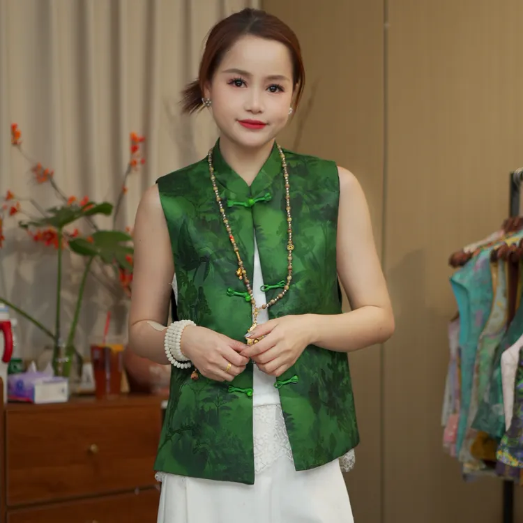 CHUNTIAN/椿锦【青露】新中式双面双穿三粒扣国风马甲