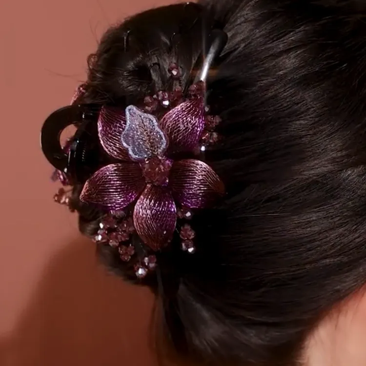 高雅夹子韩式花朵抓夹盘发神器鲨鱼夹妈妈发饰头饰百搭非金属发卡