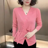 春秋新款洋气妈妈交叉V领修身显瘦透气网纱打底衫跳舞拍照穿上衣