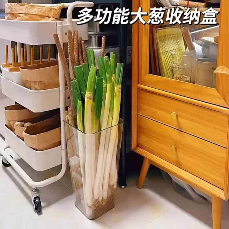 【专享】多功能大葱收纳盒铁棍山药透明收纳桶厨房姜蒜食材大容量