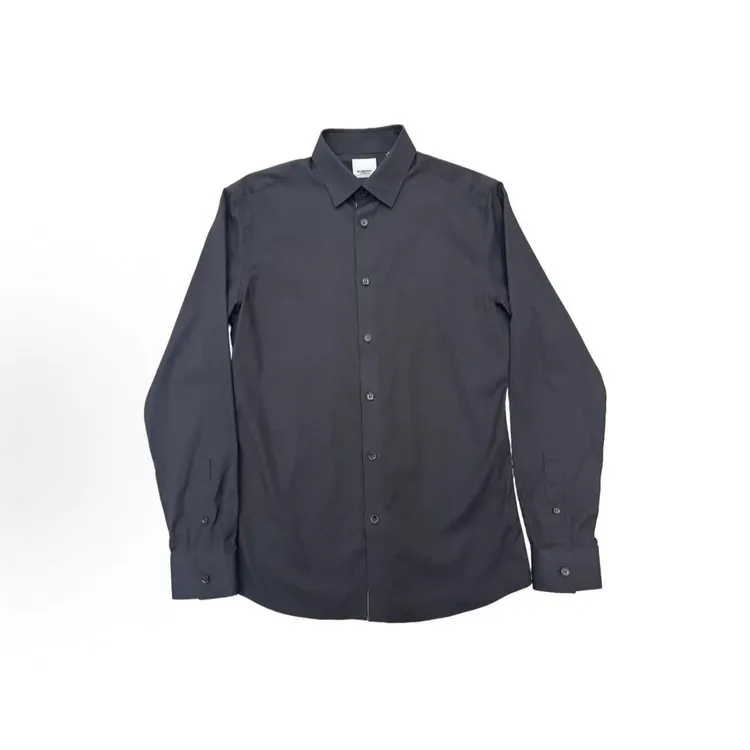 【奢品男装】BURBERRY/博柏利纯色单排扣长袖衬衫 黑色/白色