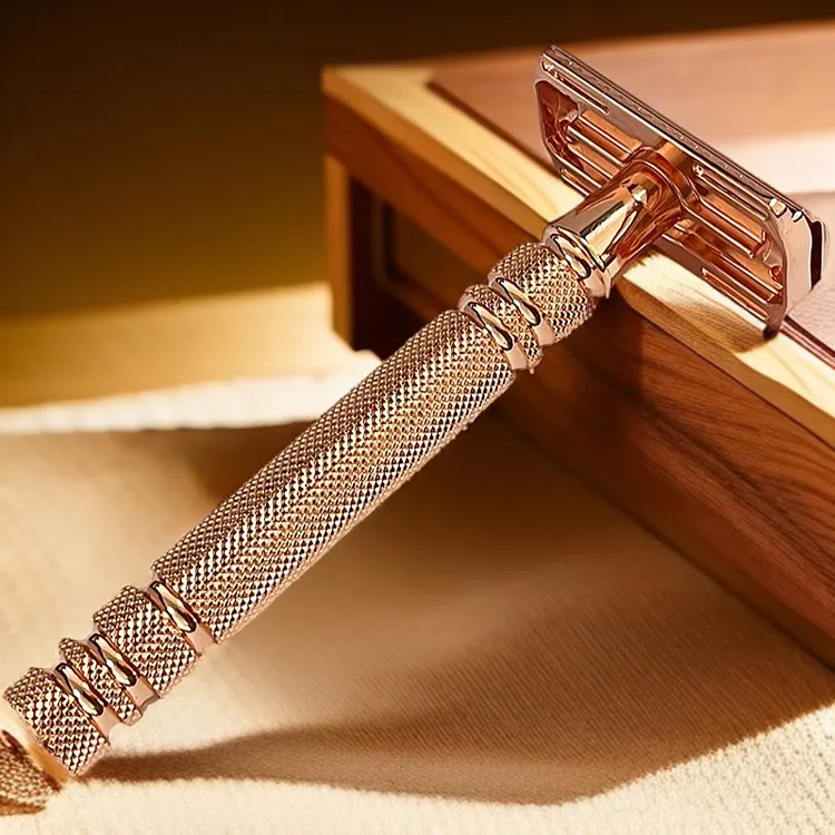 老式双面剃须刀男士手动铝合金刮胡刀架复古高档精品白金双面刀片