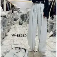 88654气质休闲牛仔裤拼接拖地裤垂感阔腿裤