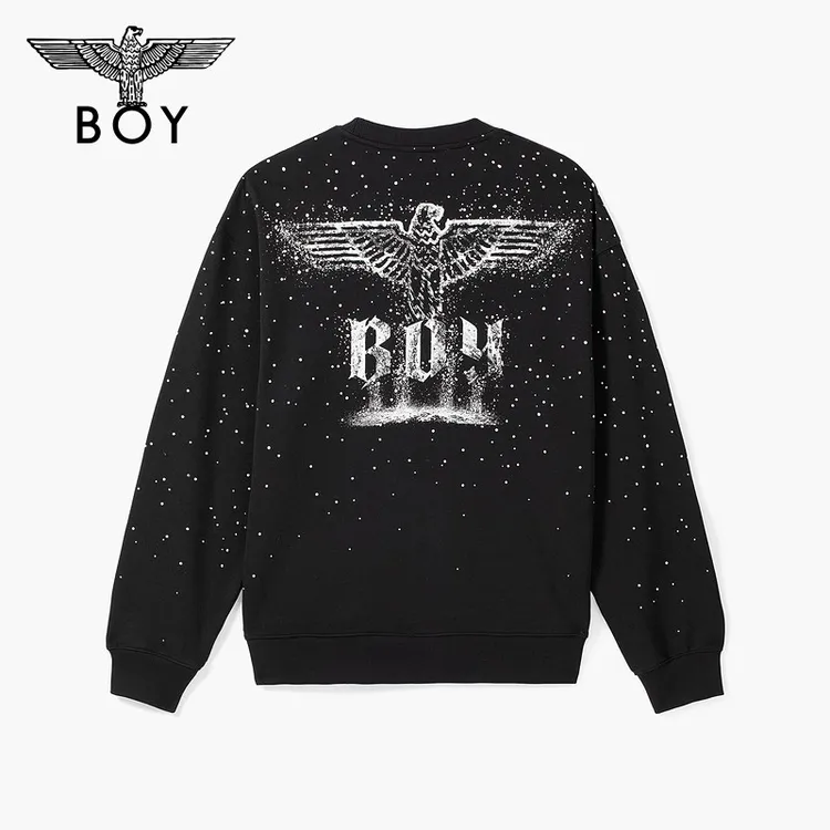【满天星】BOYLONDON秋季琥珀流光新款烫钻圆领情侣长袖卫衣N03902